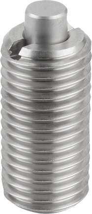 Federnde Druckstücke mit Innensechskant und Druckstift abgeflacht, Edelstahl