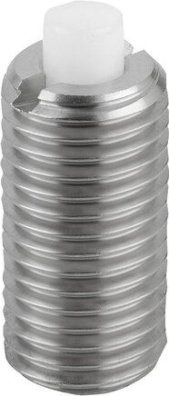 Federnde Druckstücke mit Innensechskant und Druckstift aus POM abgeflacht, Edelstahl