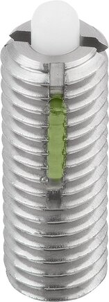 Federnde Druckstücke mit Innensechskant und Druckstift aus POM, Edelstahl, mit Gewindesicherung