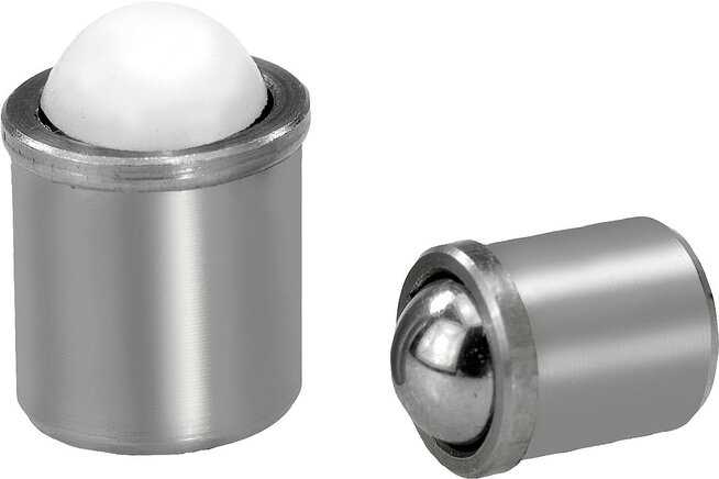 Federnde Druckstücke glatte Ausführung, Edelstahl
