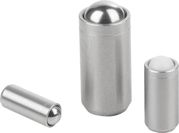 Federnde Druckstücke glatte Ausführung, ohne Bund, Edelstahl