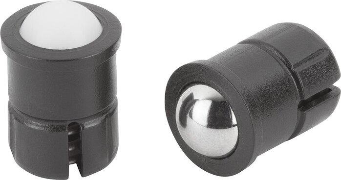 Federnde Druckstücke glatte Ausführung, selbstklemmend, Kunststoff