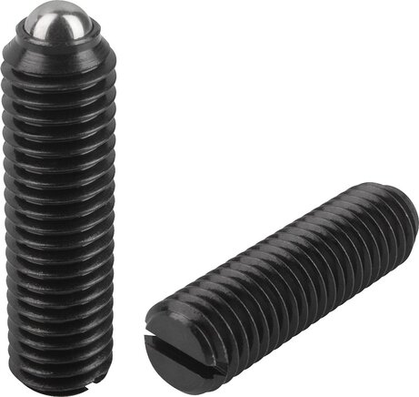 Federnde Druckstücke mit Schlitz und Kugel, lange Ausführung, Standard Federkraft