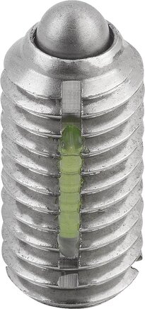 Federnde Druckstücke mit Schlitz und Druckstift, Standard Federkraft, mit Gewindesicherung