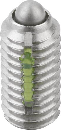 Federnde Druckstücke mit Schlitz und Druckstift, leichte Federkraft, mit Gewindesicherung