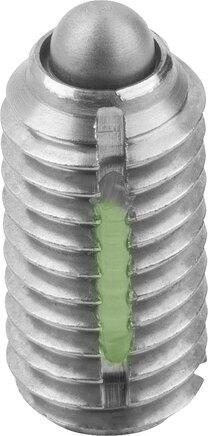 Federnde Druckstücke mit Schlitz und Druckstift, verstärkte Federkraft, mit Gewindesicherung