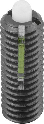 Federnde Druckstücke mit Innensechskant und Druckstift, Standard Federkraft, mit Gewindesicherung