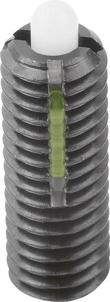 Federnde Druckstücke mit Innensechskant und Druckstift, leichte Federkraft, mit Gewindesicherung