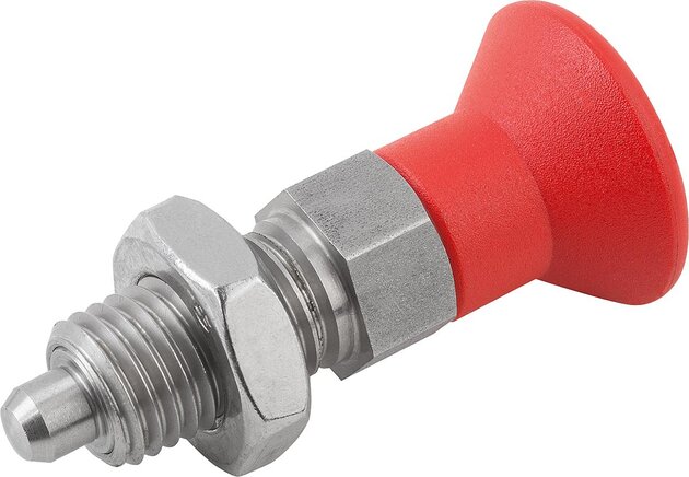 Arretierbolzen Stahl oder Edelstahl, Form B, ohne Rastnut, mit Kontermutter