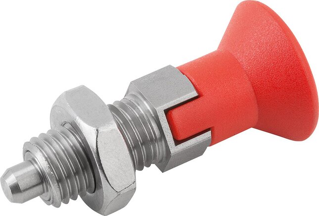 Arretierbolzen Stahl oder Edelstahl, Form D, mit Rastnut, mit Kontermutter