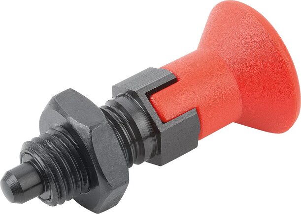 Arretierbolzen Stahl oder Edelstahl, Form D, mit Rastnut, mit Kontermutter