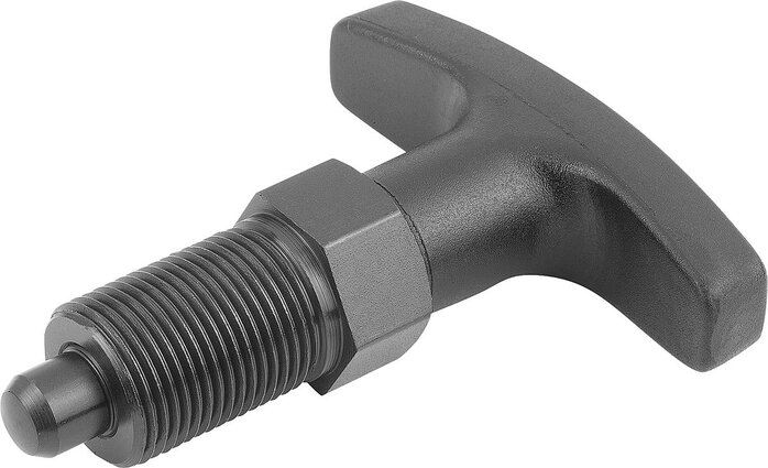 Arretierbolzen mit T-Griff, ohne Rastnut, ohne Kontermutter, Form A