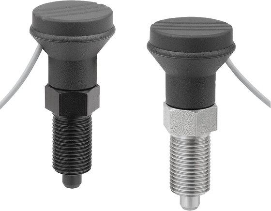 Arretierbolzen Stahl oder Edelstahl mit Zustandssensor, kabelgebunden, Form A