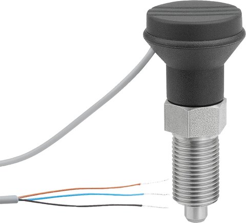 Arretierbolzen Stahl oder Edelstahl mit Zustandssensor, kabelgebunden, Form A