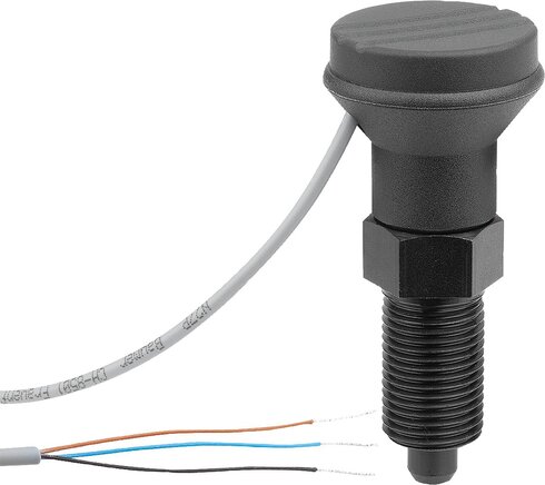 Arretierbolzen Stahl oder Edelstahl mit Zustandssensor, kabelgebunden, Form A