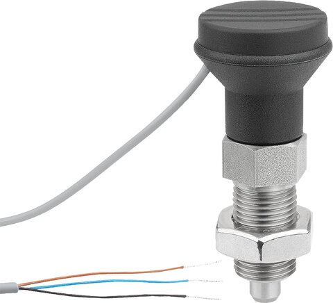 Arretierbolzen Stahl oder Edelstahl mit Zustandssensor, kabelgebunden, Form B