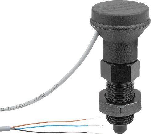 Arretierbolzen Stahl oder Edelstahl mit Zustandssensor, kabelgebunden, Form B