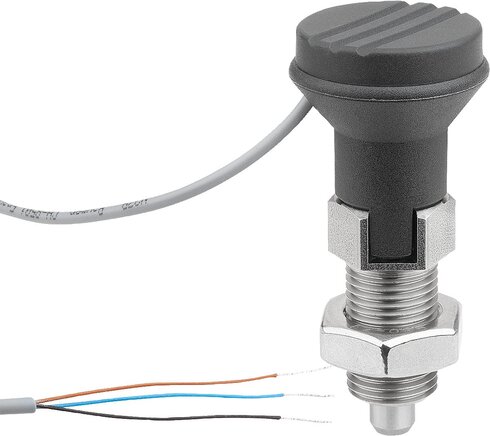 Arretierbolzen Stahl oder Edelstahl mit Zustandssensor, kabelgebunden, Form D