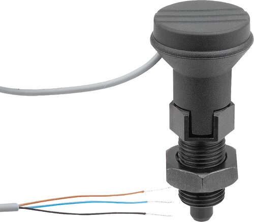 Arretierbolzen Stahl oder Edelstahl mit Zustandssensor, kabelgebunden, Form D