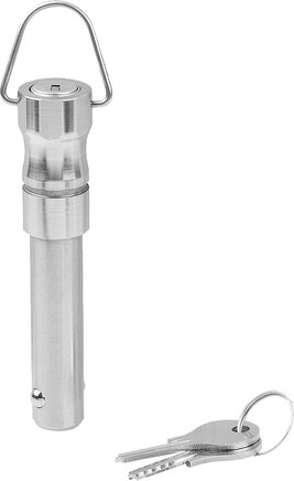 Kugelsperrbolzen Edelstahl abschließbar, Form B, mit Griffmulde und Ring