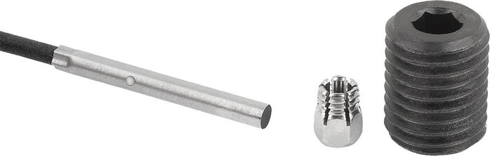 Positionierbuchsen Stahl oder Edelstahl mit Zustandssensor, Form A, Gewinde durchgehend