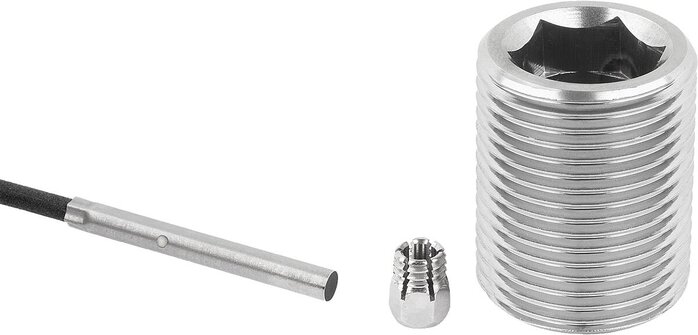 Positionierbuchsen Stahl oder Edelstahl mit Zustandssensor, Form A, Gewinde durchgehend