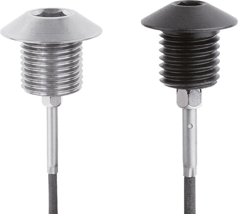 Positionierbuchsen Stahl oder Edelstahl mit Zustandssensor, Form C, mit Gewinde und Anlaufkegel