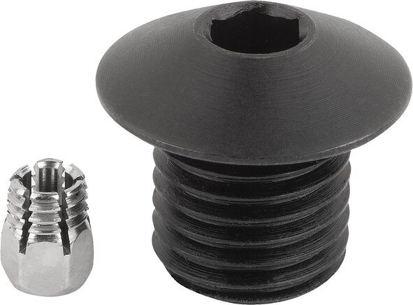 Positionierbuchsen Stahl oder Edelstahl für Zustandssensor, Form C, mit Gewinde und Anlaufkegel