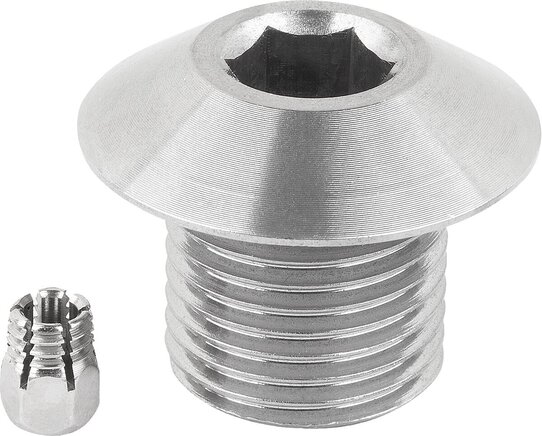 Positionierbuchsen Stahl oder Edelstahl für Zustandssensor, Form C, mit Gewinde und Anlaufkegel