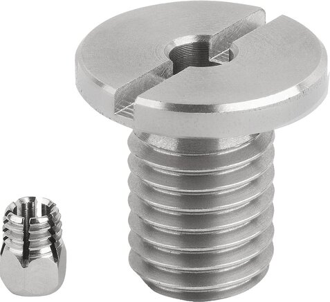 Aufnahmebuchsen Edelstahl für Zustandssensor, Form B, mit Gewinde und Bund