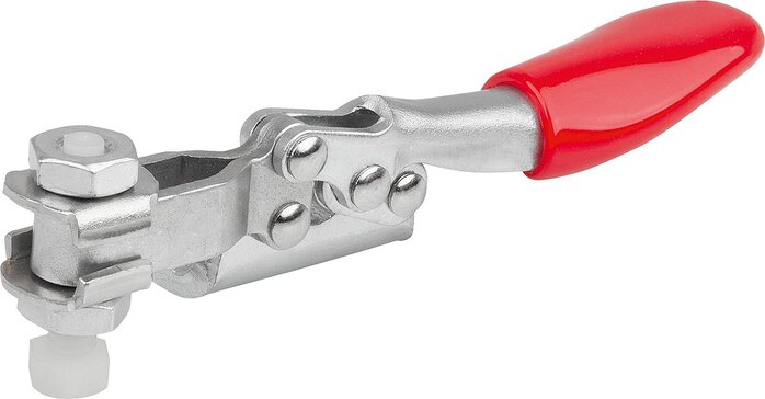 Minischnellspanner horizontal mit waagrechtem Fuß rechts und verstellbarer Andruckspindel