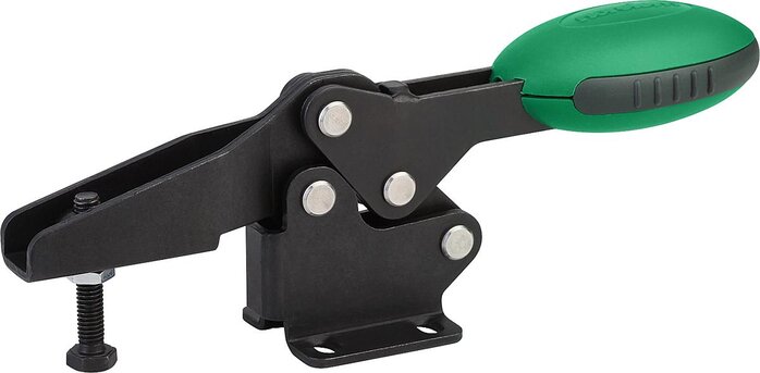 Schnellspanner horizontal mit waagrechtem Fuß und verstellbarer Andruckspindel