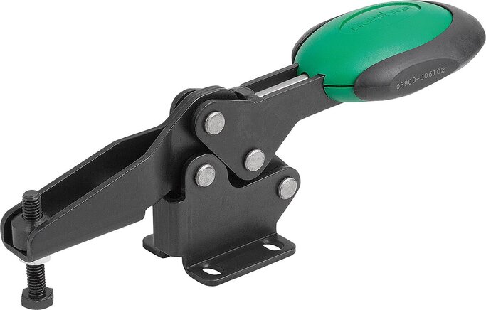 Schnellspanner horizontal mit Sicherheitsverriegelung mit waagrechtem Fuß und verstellbarer Andruckspindel