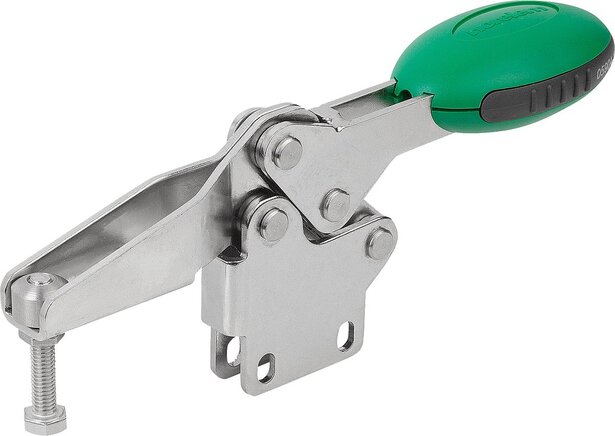 Schnellspanner horizontal mit senkrechtem Fuß und verstellbarer Andruckspindel, Edelstahl