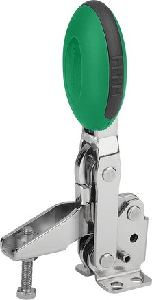 Schnellspanner vertikal mit waagrechtem Fuß und verstellbarer Andruckspindel, Edelstahl