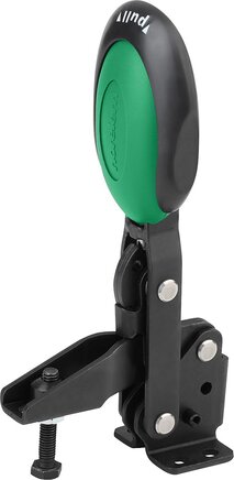 Schnellspanner vertikal mit Sicherheitsverriegelung mit waagrechtem Fuß und verstellbarer Andruckspindel