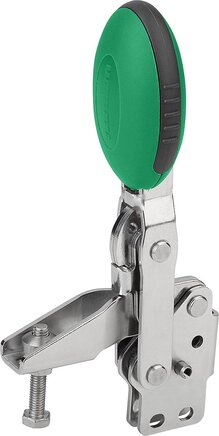 Schnellspanner vertikal mit senkrechtem Fuß und verstellbarer Andruckspindel, Edelstahl