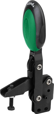 Schnellspanner vertikal mit Sicherheitsverriegelung mit senkrechtem Fuß und verstellbarer Andruckspindel