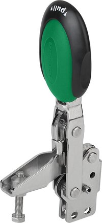 Schnellspanner vertikal mit Sicherheitsverriegelung mit senkrechtem Fuß und verstellbarer Andruckspindel, Edelstahl