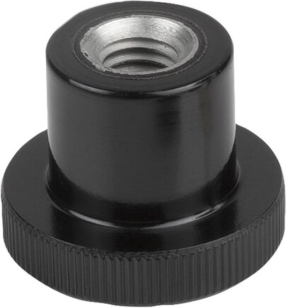 Rändelknöpfe, Form E, mit Gewindebuchse