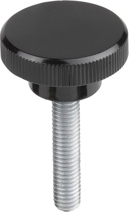 Rändelknöpfe, Form L, mit Außengewinde