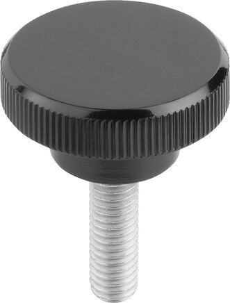 Rändelknöpfe, Form L, mit Außengewinde