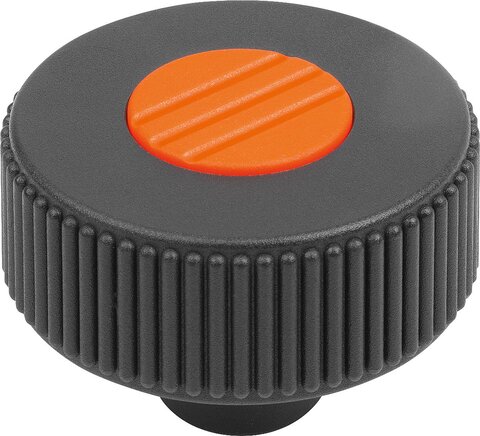 Rändelräder Form K, mit Gewindebuchse, mit Deckel