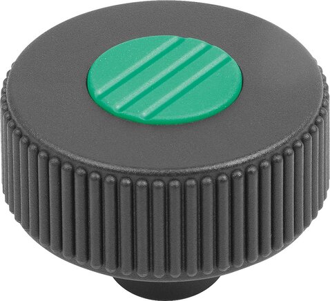 Rändelräder Form K, mit Gewindebuchse, mit Deckel