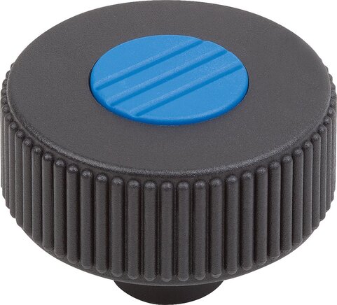 Rändelräder Form K, mit Gewindebuchse, mit Deckel