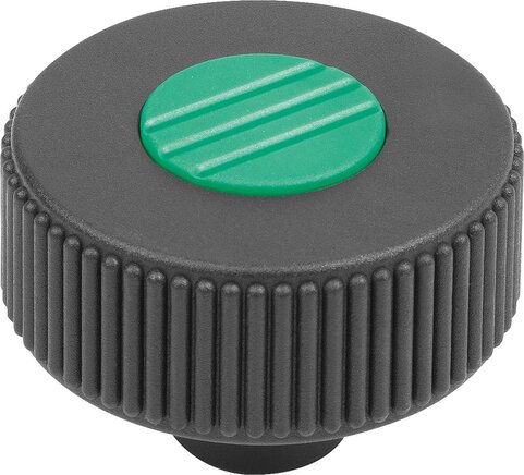 Rändelräder, Stahlteile aus Edelstahl, Form K, mit Gewindebuchse, mit Deckel