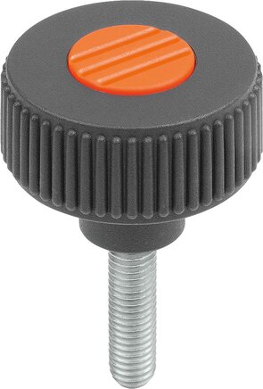 Rändelräder, Stahlteile aus Edelstahl, Form L, mit Außengewinde