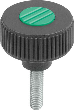 Rändelräder, Stahlteile aus Edelstahl, Form L, mit Außengewinde