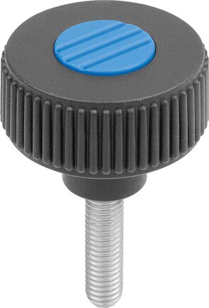 Rändelräder, Stahlteile aus Edelstahl, Form L, mit Außengewinde