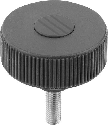 Rändelräder, Stahlteile aus Edelstahl, Form L, mit Außengewinde